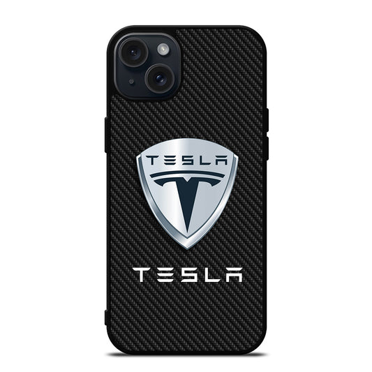 TESLA LOGO CARBON iPhone 15 Plus Case Cover