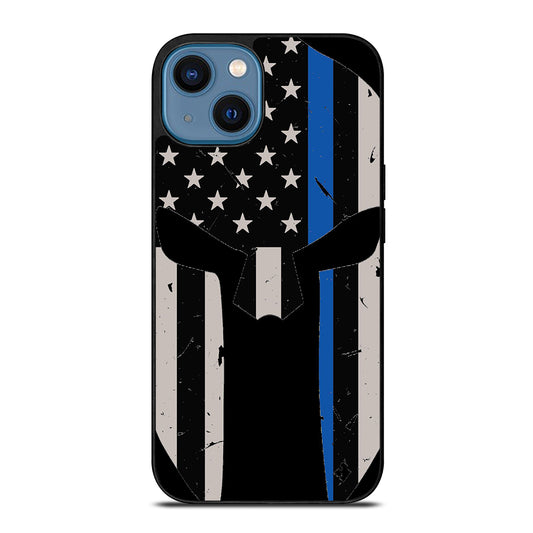 THIN BLUE LINE PUNISHER SKULL 1 iPhone 14 Case Cover