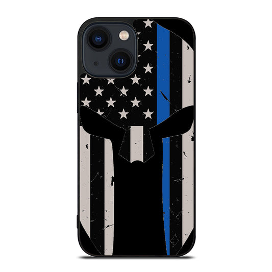THIN BLUE LINE PUNISHER SKULL 1 iPhone 14 Plus Case Cover