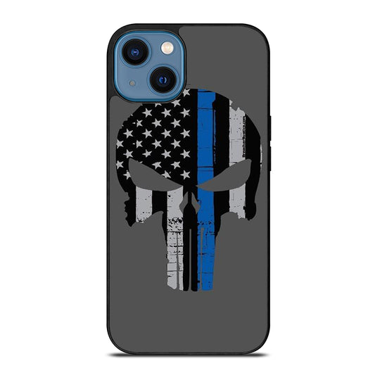THIN BLUE LINE PUNISHER SKULL 2 iPhone 14 Case Cover