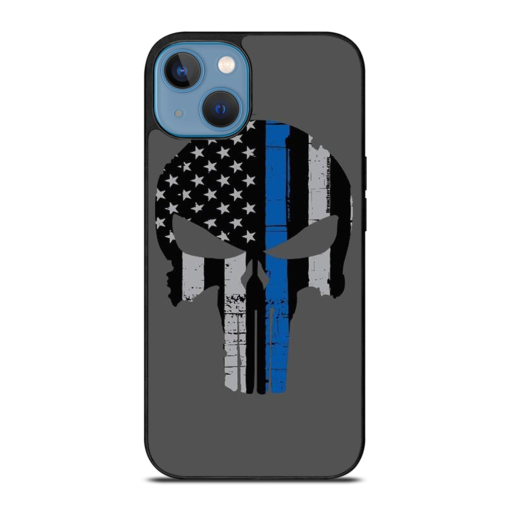 THIN BLUE LINE PUNISHER SKULL 2 iPhone 13 Case Cover