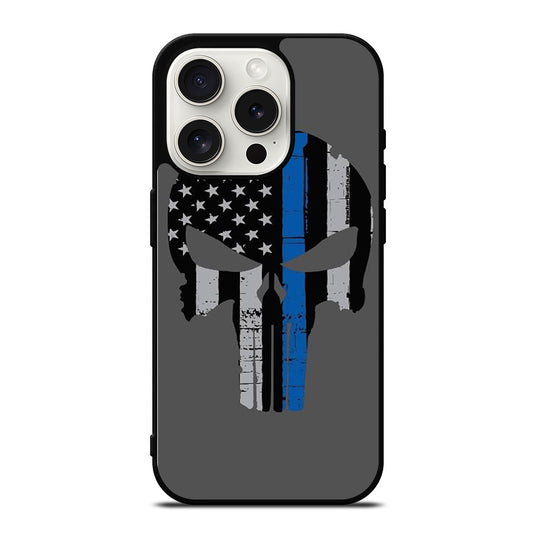 THIN BLUE LINE PUNISHER SKULL 2 iPhone 15 Pro Case Cover