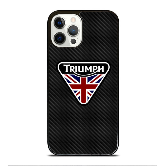 TRIUMPH MOTORCYCLE LOGO CARBON iPhone 12 Pro Case Cover