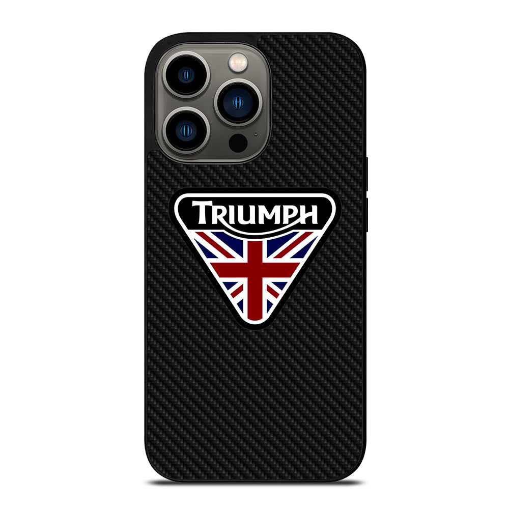 TRIUMPH MOTORCYCLE LOGO CARBON iPhone 13 Pro Case Cover