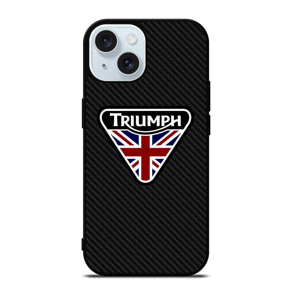 TRIUMPH MOTORCYCLE LOGO CARBON iPhone 15 Case Cover