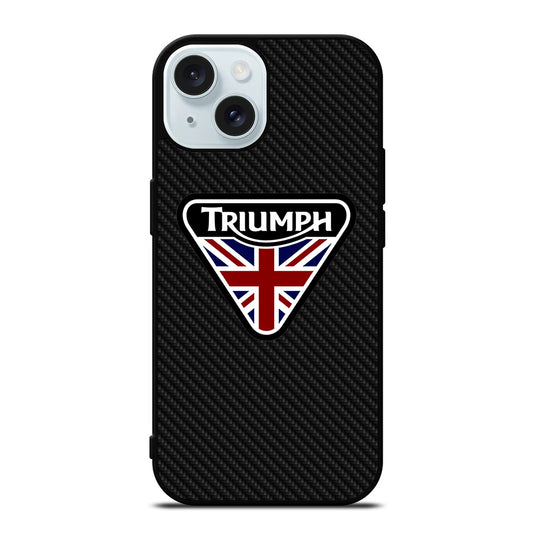 TRIUMPH MOTORCYCLE LOGO CARBON iPhone 15 Case Cover