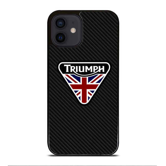 TRIUMPH MOTORCYCLE LOGO CARBON iPhone 12 Mini Case Cover