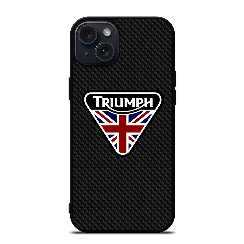 TRIUMPH MOTORCYCLE LOGO CARBON iPhone 15 Plus Case Cover