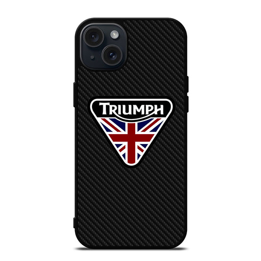 TRIUMPH MOTORCYCLE LOGO CARBON iPhone 15 Plus Case Cover