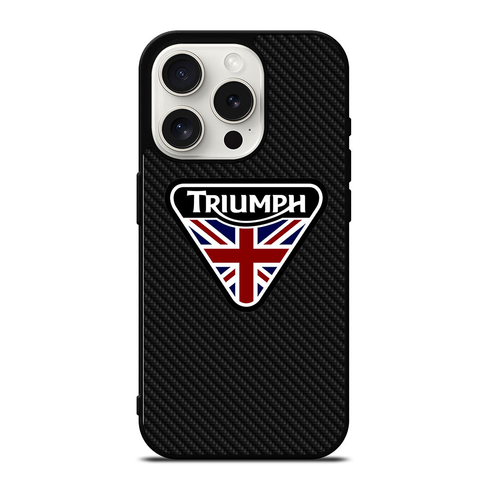 TRIUMPH MOTORCYCLE LOGO CARBON iPhone 15 Pro Case Cover