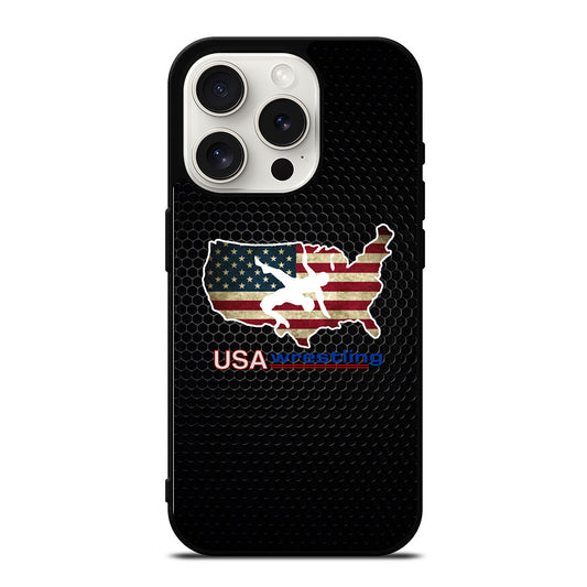 USA WRESTLING METAL LOGO iPhone 15 Pro Case Cover