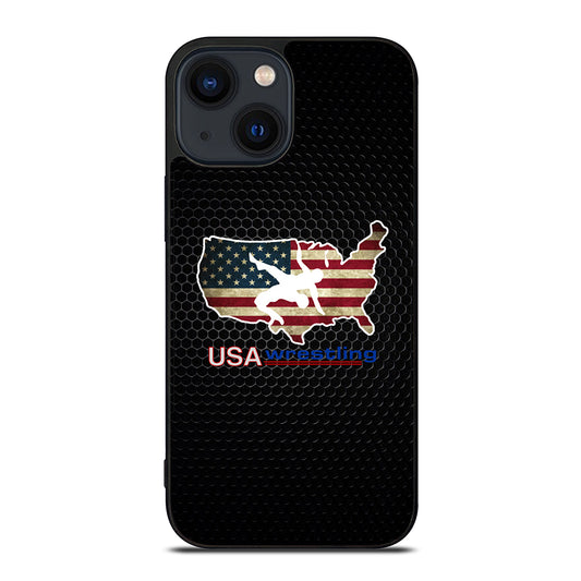 USA WRESTLING METAL LOGO iPhone 14 Plus Case Cover